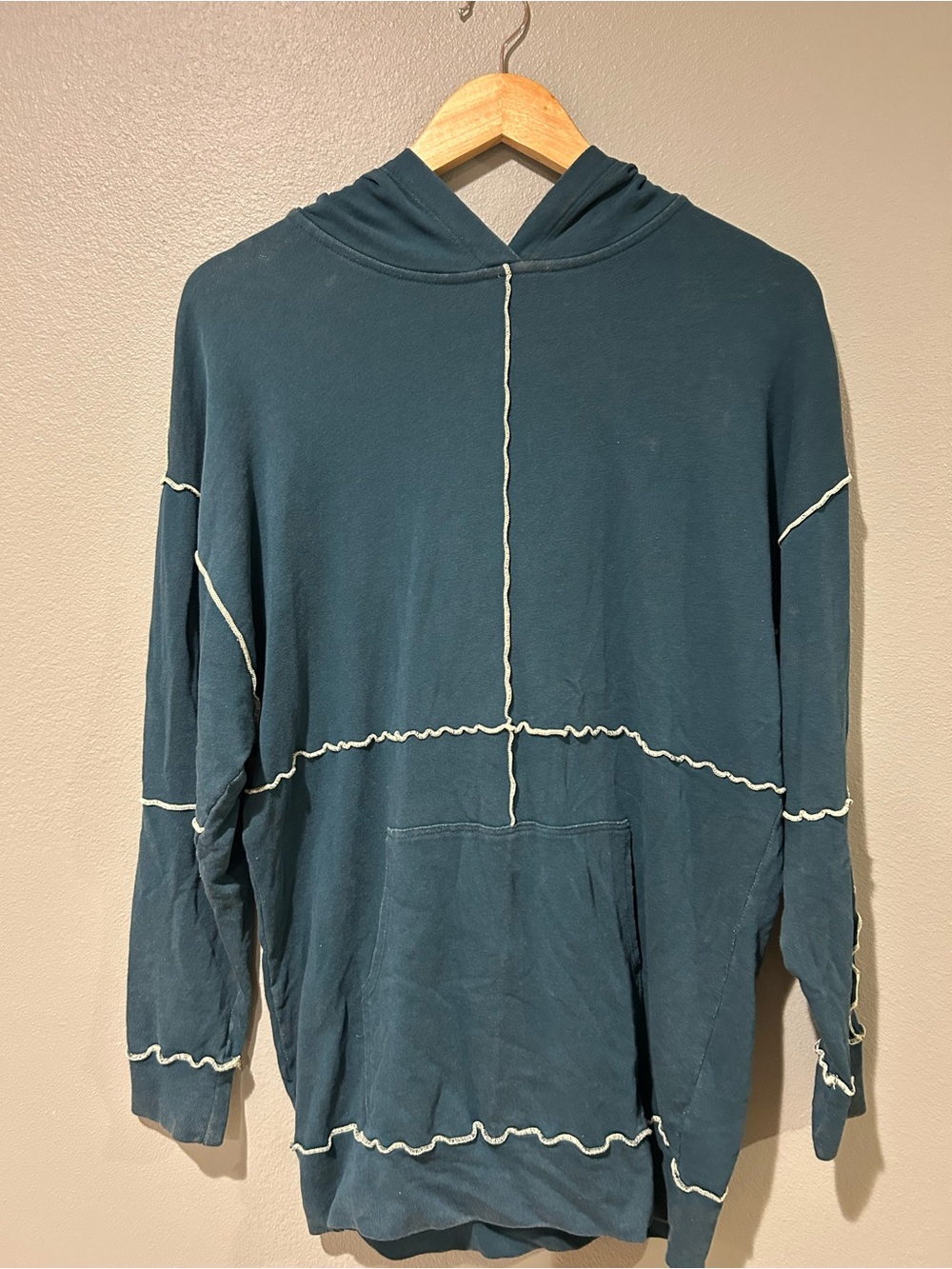 wild fable Teal Crewneck Hoodie with Contrast Stitching